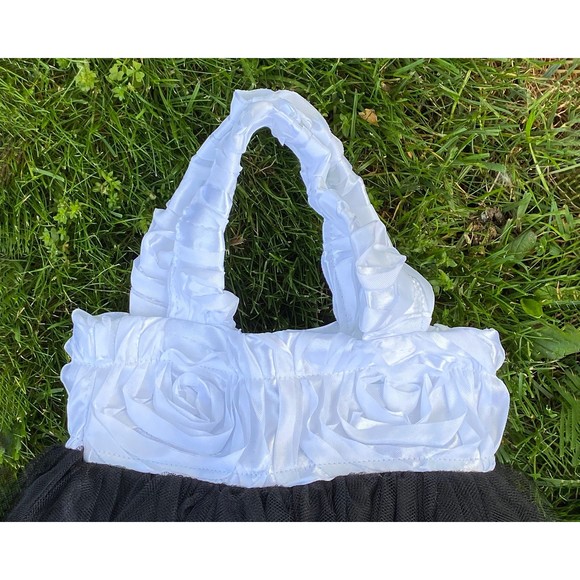 Black and White Flower Girl Bag, Ballerina Bag, Bridal Shower Bridesmaid Bag - Picture 2 of 4